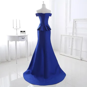JaneVini Elegantiškas Royal Blue Undinė Motina Nuotakos Suknelės Valtis Kaklo Kristalų Backless Satino Valymo Traukinio, Vakaro Suknelės, Šaliai