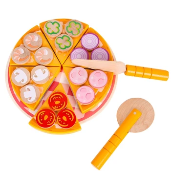 Mediniai Žaislai, Maisto Virimo Modeliavimas Pica Pjovimo Žaislas Vaikams Virtuvės Apsimesti Žaisti Žaislas Vaisių, Daržovių su Stalo