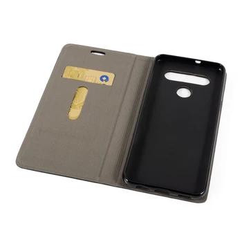 Medienos grūdų PU Odos Telefoną Atveju LG K51S Flip Case For LG K41S Verslo Piniginės Atveju Minkštas Silikoninis Galinio Dangtelio