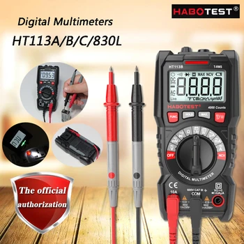 HABOTEST HT113A/113B/113C/830L Skaitmeninis multimetras; mažos true RMS skaitmeninis multimetras, NCV/baterijos bandymo LCD apšvietimas/Live bandymas