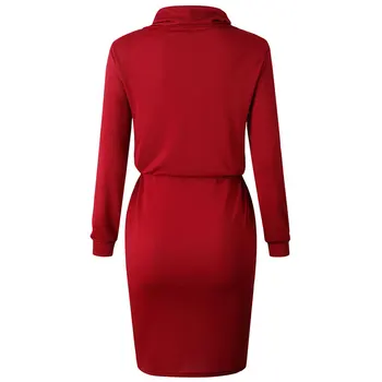 Mados Moterų 's Suknelė Elegantiškas Stovėti Apykakle ilgomis Rankovėmis Derliaus Šalis Suknelės Atsitiktinis Moterų Raudona Suknelė 