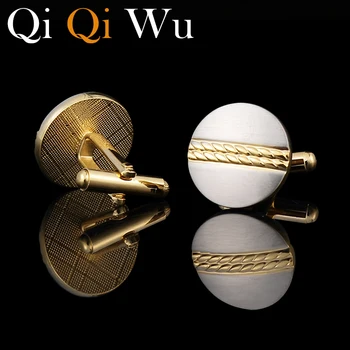 Aukštos Kokybės prancūzų Aukso Turas rankogalių segtukai vyriški Papuošalai Cufflink Groomsman Aukso Rankogalių Sagos Su Dovanų Dėžutė Qi Qi Wu