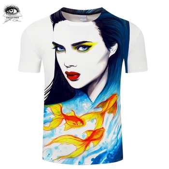 Jūros Pixie šalčio Menas t shirt Mens 3D Skaitmeninių Spaudinių marškinėlius Vasaros Unisex Prekės Tees Viršūnes Lašas Laivas ZOOTOP LOKYS