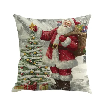 Kalėdų Pagalvėlė Padengti Spausdinti Pagalvės užvalkalą Linų Sofa Automobilių Pagalvėlė Padengti Namų Dekoro cojines papuošalai pagalvės užvalkalą NAUJŲ @X