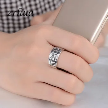 ZRHUA Romantiška Vestuvių Žiedai, Papuošalai Kubinių Zirconia Žiedas, skirtas Moterims, Vyrams, 925 Sterlingas Sidabro Žiedai Priedai Derliaus Piršto Anel
