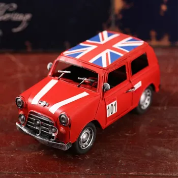 Retro Britų Automobilio Modelį Namų Puošybai Geležies Automobilių Amatų Darbalaukio Papuošalai Amerikos Vaikų Kambario Papuošalų Kūrybos Dovana