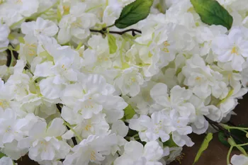 White Cherry Blossom Dirbtinio Šilko Gėlių girlianda vestuvių papuošimai, Gėlių Puokštės, Vestuvių dalis, Apdaila, Namų Dekoro Su
