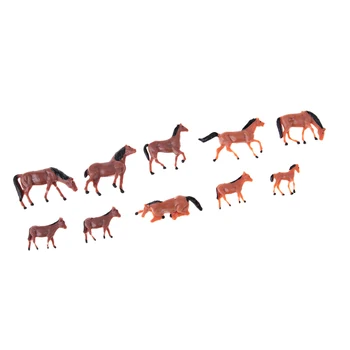 10 Vienetų 1/87 Arkliai Modelis Dažytos Gyvūnų Skaičius Miniatiūrinių Modelis Traukinio Maketo Ūkio Zoo Laukinių Gyvūnų modelis