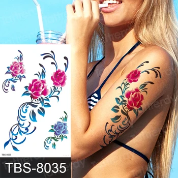 Mandala laikina tatuiruotė lipdukas juodosios chnos nėrinių papuošalai lipdukai lotoso gėlių tatuiruotė rankovėmis merginos rankos riešo krūties tatuiruotės