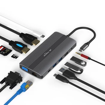Blueendless USB C Hub HDMI/DP/VGA, 