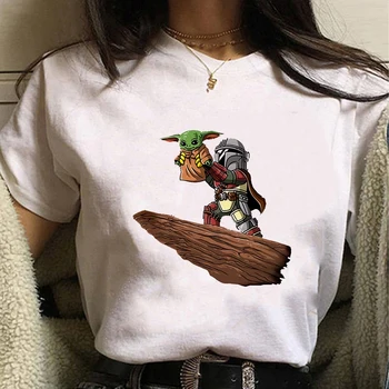 Disney Priimti šį Cute Kūdikių Yoda Jaunų Moterų Mėgstamus Marškinėlius Mados Streetwear Stiliaus marškinėliai, Europos Stiliaus Populiari Mergina Viršūnės