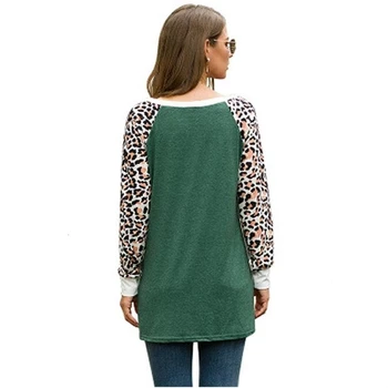 Mados T-Marškinėliai Moterims Veganų Raidžių Spausdinti Leopard Susukti Long Sleeve T-Shirt Marškinėliai Harajuku Moterų Streetwear Mielas