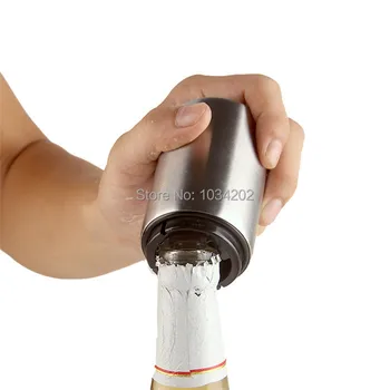Cilindrinis nerūdijančio plieno automatinis alaus butelio atidarytuvas / stumti automatinio butelio atidarytuvas Nemokamas Pristatymas