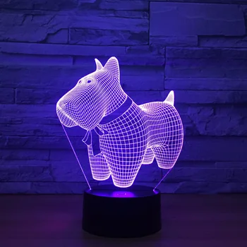Puikus Šuo Modelis Iliuzija 3d LED Lempos 7 Spalva keičiasi Gyvūnų 3d Vaizdo Led Naktinis Apšvietimas Vaikų Žaislas Dovana, Stalo, Stalo Lempa