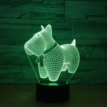 Puikus Šuo Modelis Iliuzija 3d LED Lempos 7 Spalva keičiasi Gyvūnų 3d Vaizdo Led Naktinis Apšvietimas Vaikų Žaislas Dovana, Stalo, Stalo Lempa