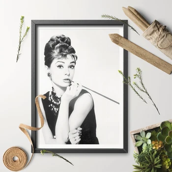 Juoda Ir Balta Audrey Hepburn Vidutinis Įvertinimas Mažesne Nei Rinkos Verte Nuotraukų Spausdinimo Plakatas Drobės Tapybos Menas Spausdinti Sienos Menas Namų Dekoro Be Rėmelio