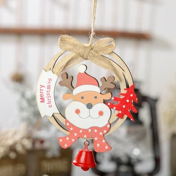 Naujas Medinis Tuščiaviduriai Kalėdų Pakabukas Su Bell Kalėdų Medžio Kabo Lašo Ornamentu Atostogų Dekoracijos