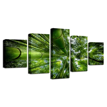 Pagrindų, Tapybos, Modulinės Sienos Menas 5 Gabalus žalių Miškų gamtinio Kraštovaizdžio Drobė Nuotrauką Plakatai HD Spausdinti Dekoro Namų Miegamasis