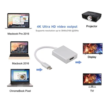 USB 3.1 C Tipo HDMI / DVI/VGA/ Mini DisplayPort Adapteris Keitiklis,USB-C, mini DP/ HDMI 4K, USB C DVI/VGA 1080p Įtaisą