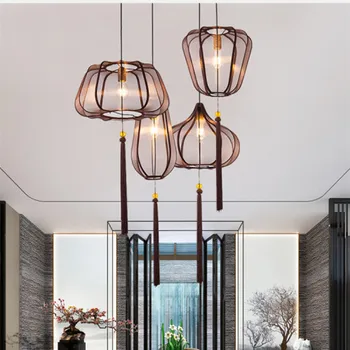 Naujas Kinų stiliaus paprastas audinys liustra Viešbutis Arbatos Kambarys, Restoranas Kinų stiliaus kūrybos retro LED žibintų Liustra