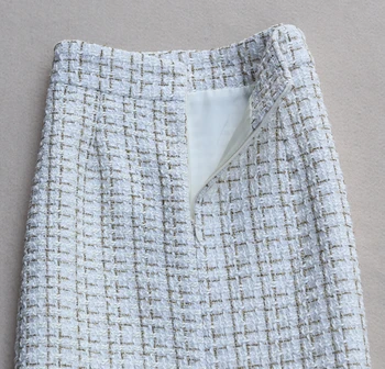 Elegantiškas Biuras Derlius Mažas kvepalų, Pakuotėje Klubo švarkas sijonas rudens žiemos Naujas tvido Moterų aukšto juosmens