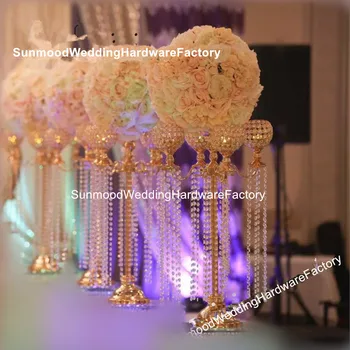 Naujas stilius Didmeninės vestuvių dekoratyvinis kristalų gėlių stovas vestuvių stalo