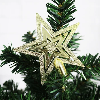9.5 cm Aukso Žvaigždė Sidabro Kalėdų Medis Viršų Star 3D Penkių taškų Žvaigždė Kalėdų Namų Stalo Topper Kalėdos Apdailos Linksmų Kalėdų