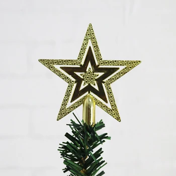 9.5 cm Aukso Žvaigždė Sidabro Kalėdų Medis Viršų Star 3D Penkių taškų Žvaigždė Kalėdų Namų Stalo Topper Kalėdos Apdailos Linksmų Kalėdų