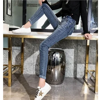 JUJULAND džinsai moterims su aukšto liemens kelnės moterims, pridėjus iki didelio dydžio liesas džinsus moteris džinsinio modis streetwear 0033