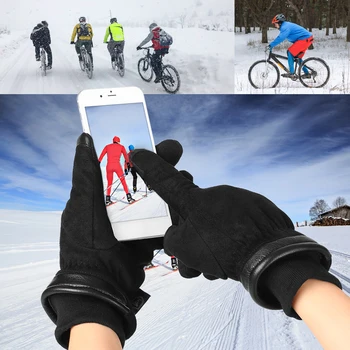 Žiemos Vėjo Touchscreen Dviračių Pirštinės Atsparus Vandeniui Cold-proof Šilumos Pirštinės Vairavimo Motociklu Pėsčiųjų Čiuožimo
