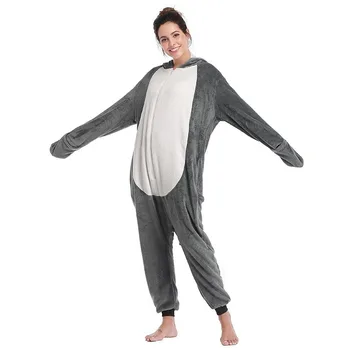 Karšto Rudenį ir žiemą, naujas, tualetas animacinių filmų gyvūnų vientisas pižama pilka ryklys pora namų paslauga kostiumas Sleepwear Flanelė Pijamas