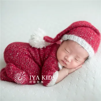 Naujagimio Mergina Sleepy Hat Nėrimo Kūdikių Kabina Variklio Dangčio Moheros Naujagimių Apranga Baby Girl Skrybėlę, Kombinezonai Kūdikiams Onesie Fotografijos Rekvizitai