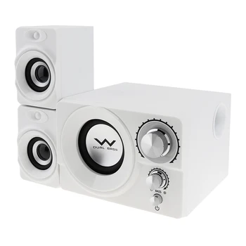 SADA S-20 2.1 Mini Baltas 11W Medinis žemų dažnių garsiakalbis PC Garsiakalbis Nešiojami Muzikos USB Kompiuterio Garsiakalbį su 3.5 mm Audio Kištukas TV
