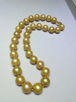 Grožio Kryptis/String 12-16mm pietų jūros golden pearl karoliai 14k/20 aukso sagtimi