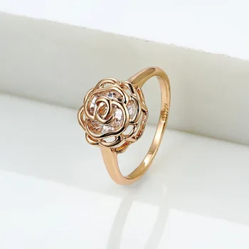 Bižuterijos Rose Aukso Turas Skintų Gėlių Žiedas, Elegantiška, Paprasta Panele Dalyvavimas Subtilus, Romantiškas Prabangių Dovanų Nemokamas Pristatymas
