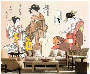 3d tapetai pasirinktinius nuotraukų neaustinių freskos sienų lipdukai Japonijos tarnaitė pokalbių tapyba kambarį tapetai sienos 3d