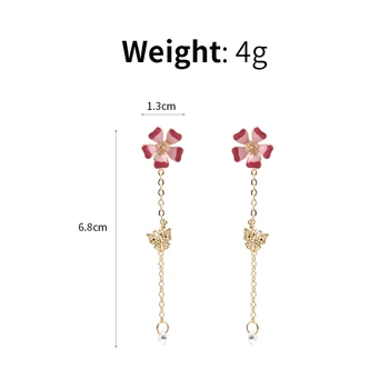 Korėjos Stiliaus Puikus Saldus Gėlių Ilgos Grandinės Drugelis Kristalų Kutas Tabaluoti Auskarai Naujas Boucle D ' oreille Femme Dovana EC1081
