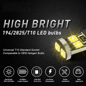 Universalus 23Pcs LED T10 5050 Automobilių Lemputės Interjero Dome Kamieno Licencijos numerio ženklo Žibintus Komplektas, Baltos, E60 E90 Golf 4 7 LED
