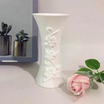 Plastikiniai Embossment Vaza Gėlių kompozicijų Puodą, Indą, Namų Biuro Stalo Dekoro šiuolaikinės Embossment gėlių vaza sudužti atsparus
