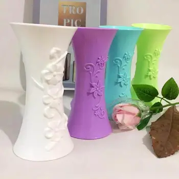 Plastikiniai Embossment Vaza Gėlių kompozicijų Puodą, Indą, Namų Biuro Stalo Dekoro šiuolaikinės Embossment gėlių vaza sudužti atsparus
