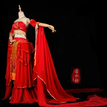 Kinijos Koi Cosplay Kostiumų Raudonas Auksas Ilgomis Rankovėmis Šokių Hanfu Dress Helovinas Kostiumai Moterims