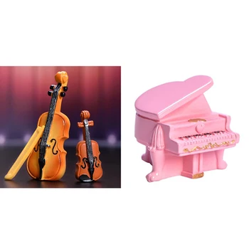 Kūrybingi Įvairių Miniatiūrų Muzikos instrumentų Dervos Mini Smuikas Lėlių Dekoratyvinis Puošybos Amatus 