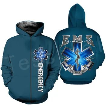 Greitosios Medicinos pagalbos Technikas EMT EMS Paramedic hoodies Atsitiktinis Streetwear 3D Atspausdintas Užtrauktukas Hoodies/Palaidinės moterims, vyrams