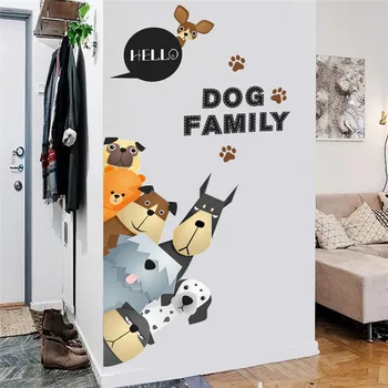 Animacinių filmų šuo šeimai, durų šaldytuvas sienų lipdukai vaikų kambario pet namų apdailos lipdukai jam prilygintą išsilavinimą menų filmo plakatas