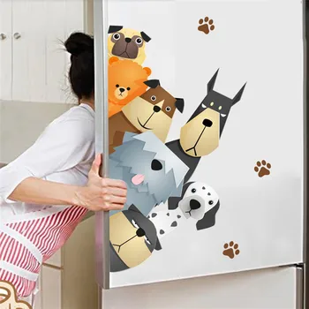 Animacinių filmų šuo šeimai, durų šaldytuvas sienų lipdukai vaikų kambario pet namų apdailos lipdukai jam prilygintą išsilavinimą menų filmo plakatas