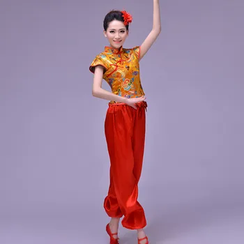 Viršų Mados Disfraces Senovės Kinų Šokio Kostiumai Moterims Hanfu Dragon Modelis Būgno Yangko Dėvėti Nacionalinį Kostiumą Etapas