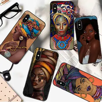 Afrikos mergina meno Spalvinga estetika Telefono dėklas skirtas iPhone 11 12 pro XS MAX 8 7 6 6S Plus X 5S SE 2020 XR