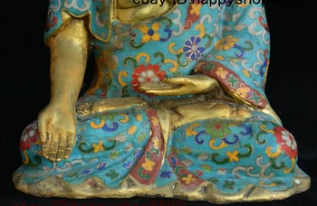 Senoji Tibeto Bronzos Cloisonne Emalio Shakyamuni Amitabha Budos Statula Sidhartos