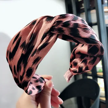 2020 Mados Leopard Lankas Mazgas Kryžiaus Plaukų Juostos Moterų Lankelis Merginos Galvos Dovana wrap Ornamentas, Plaukų Aksesuarai