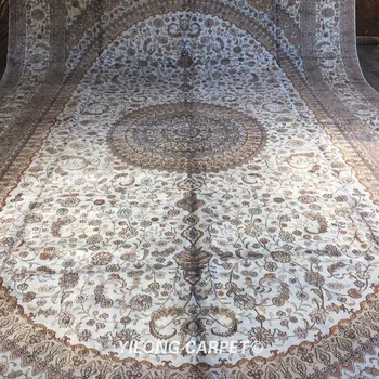 Yilong 12'x18' Vantage rytų šilko kilimas didelių senovinių medallion persų šilko kilimas (WY295C)